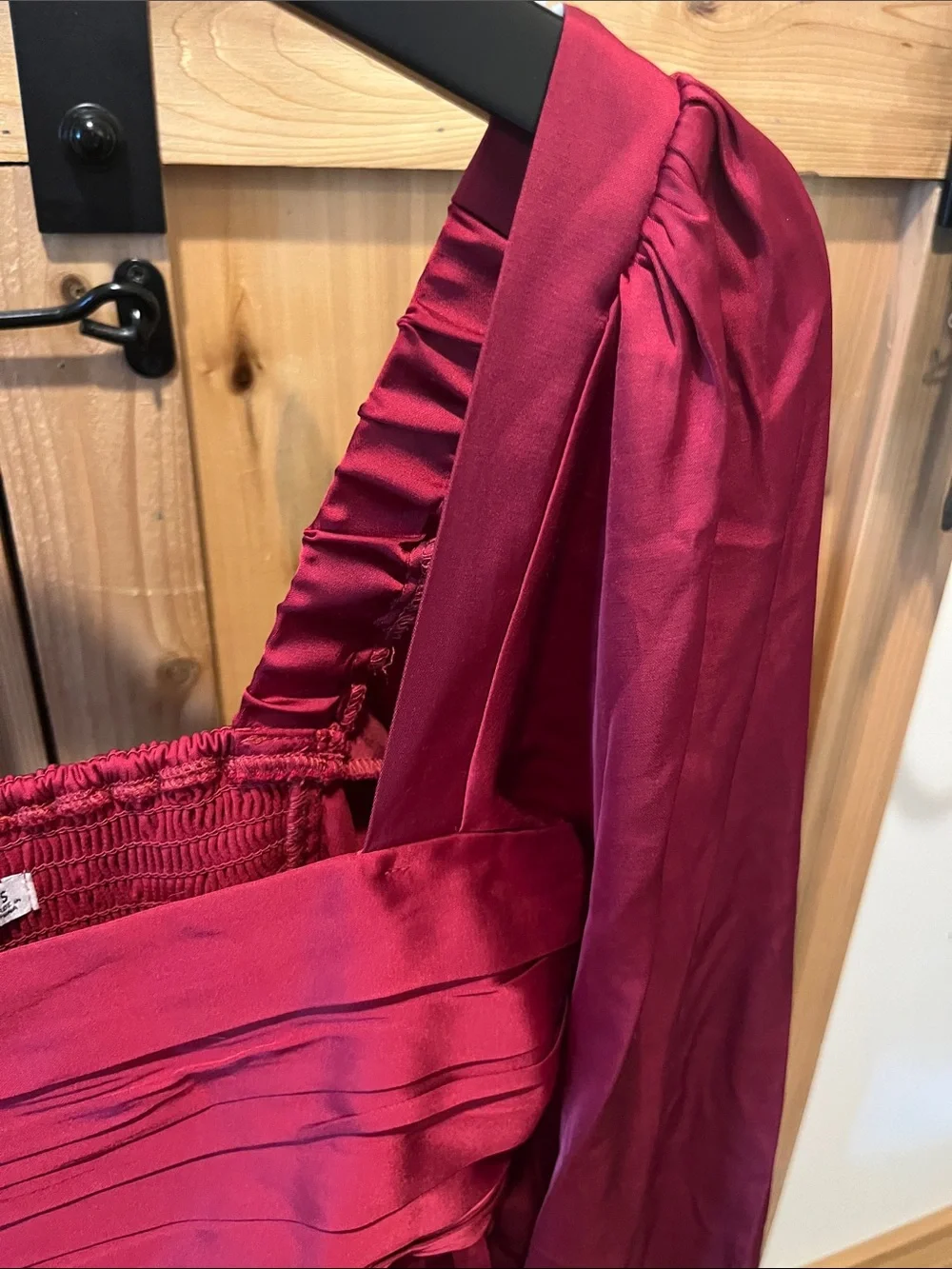 Abercrombie & Fitch Wine Satin Peplum Top
